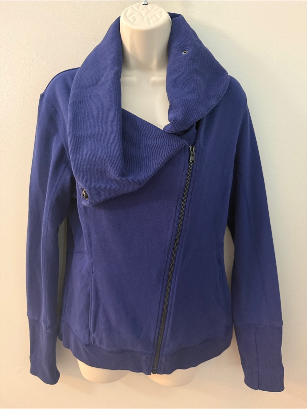 Lucy Deep Purple Asymmetrical Zip Funnel Collar Jacket
